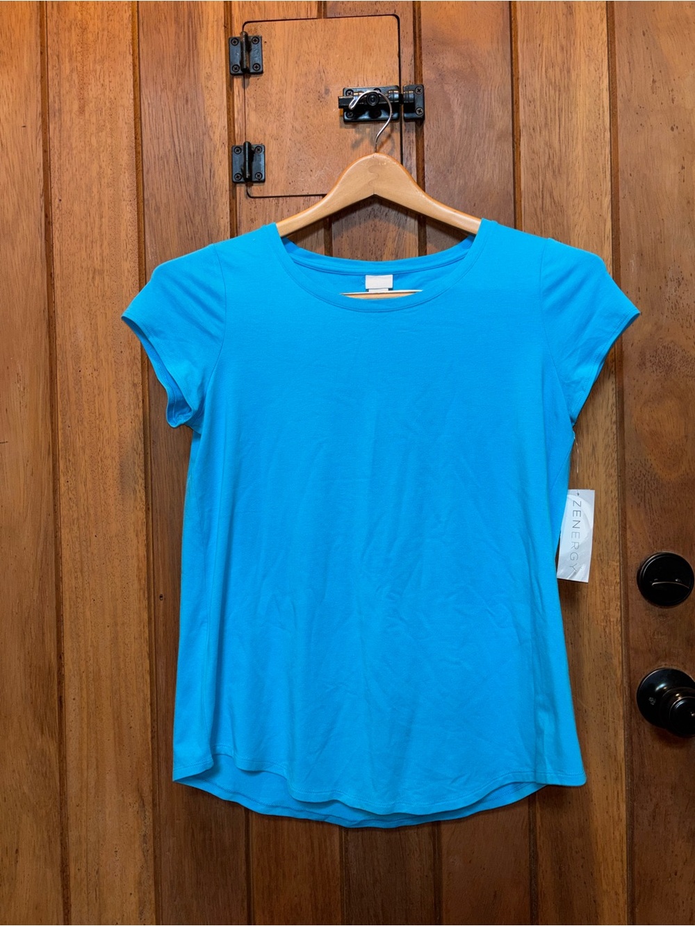 Zenergy by Chico’s Women's Blue Short-Sleeve Crew Neck Top